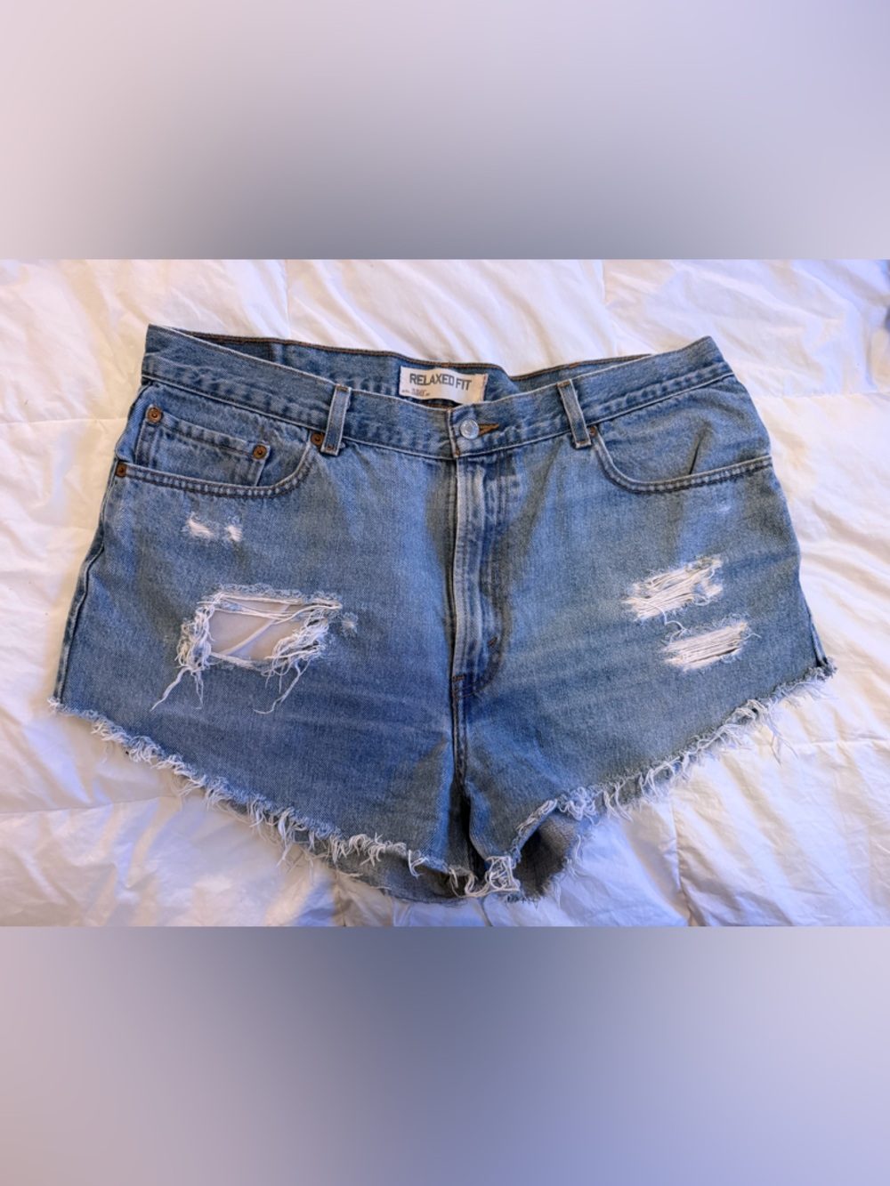 Levi’s Relaxed Fit Distressed Denim Cutoff Shorts - Light Blue
